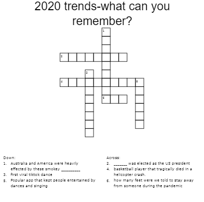 Make sure to try out this 2020 trends crossword to see how much you remember!